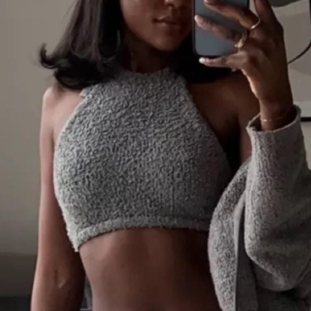 NWOT SKIMS Smoke Gray Cozy Knit Halter Bra Top